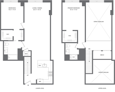 Floor plan for 2 beds, 2 baths, 1231 sqft